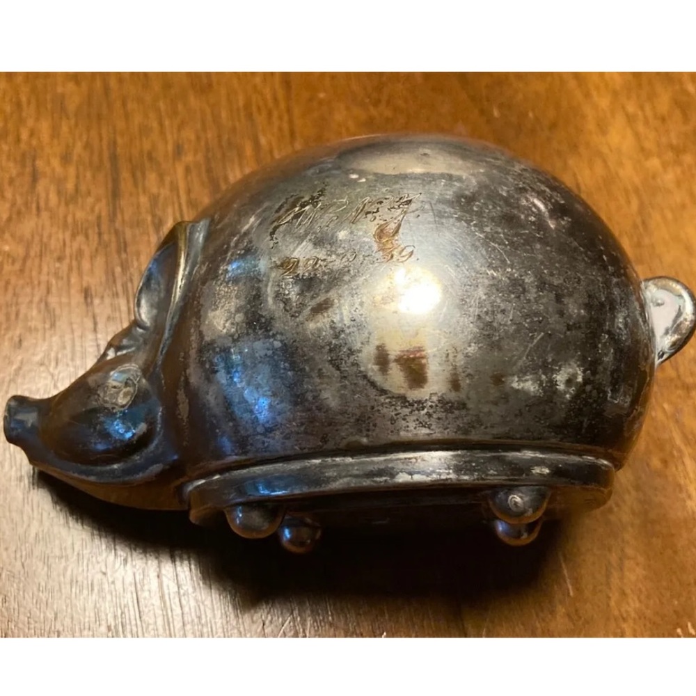 Vintage Piggy Bank-Silver plated-Pig-DANA DFA (Denmark) - Picture 3 of 13